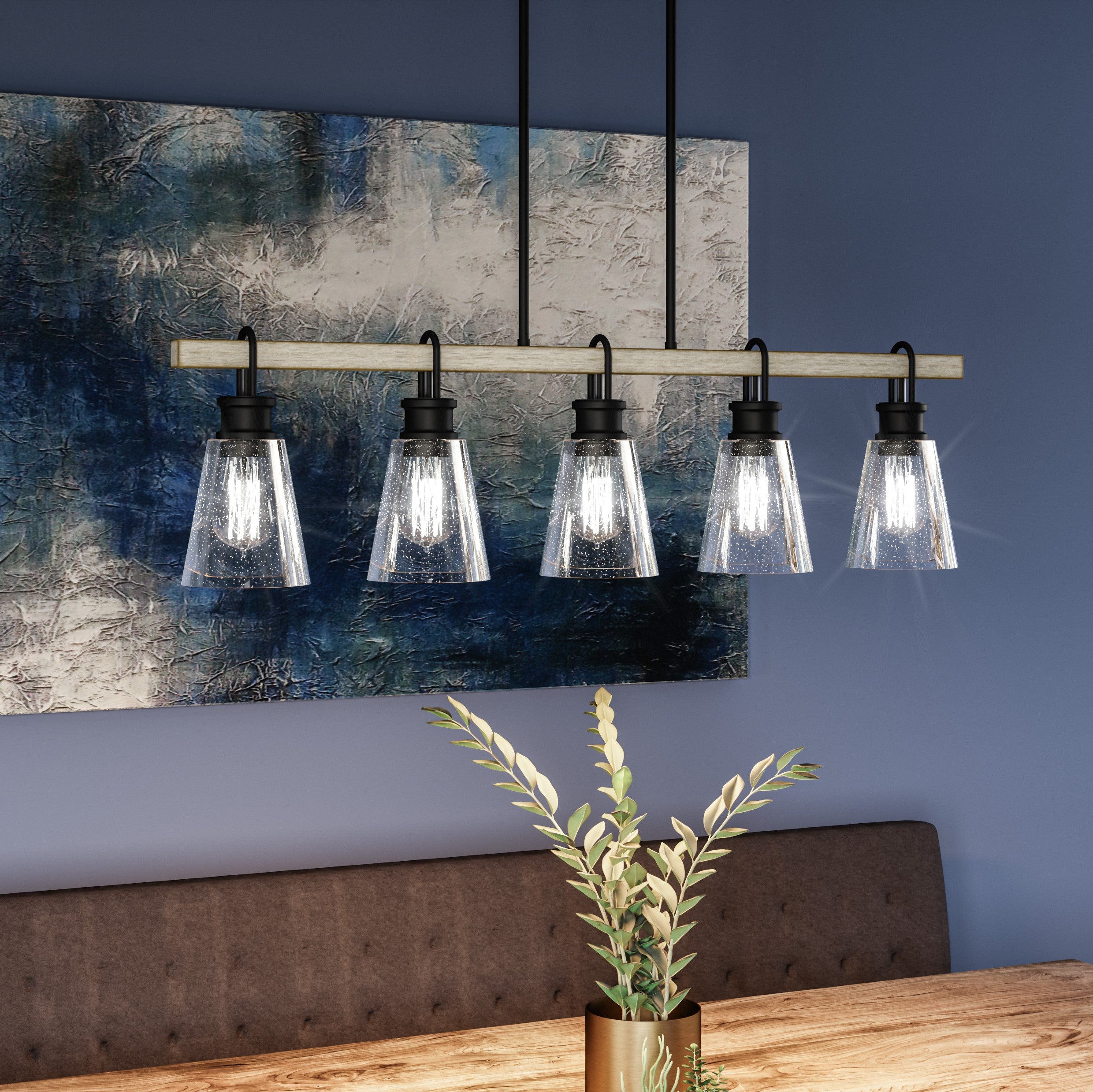 Quoizel Kingsbridge Island Light lustr earth black sklo