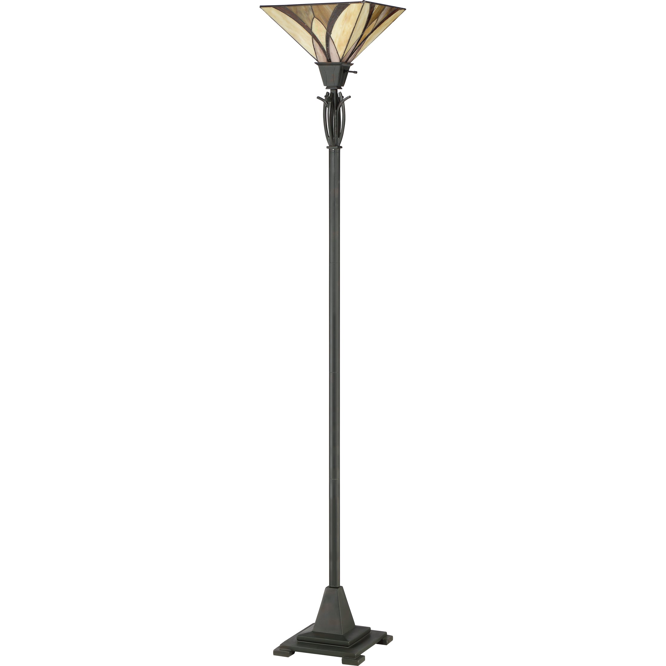 Quoizel Asheville stojací lampa vitráž bronz