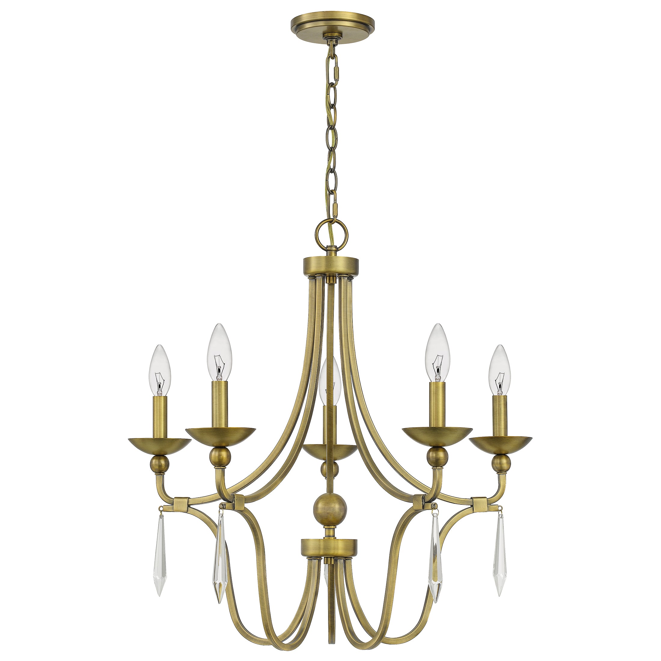 Quoizel Joules Chandelier lustr mosazný křišťál