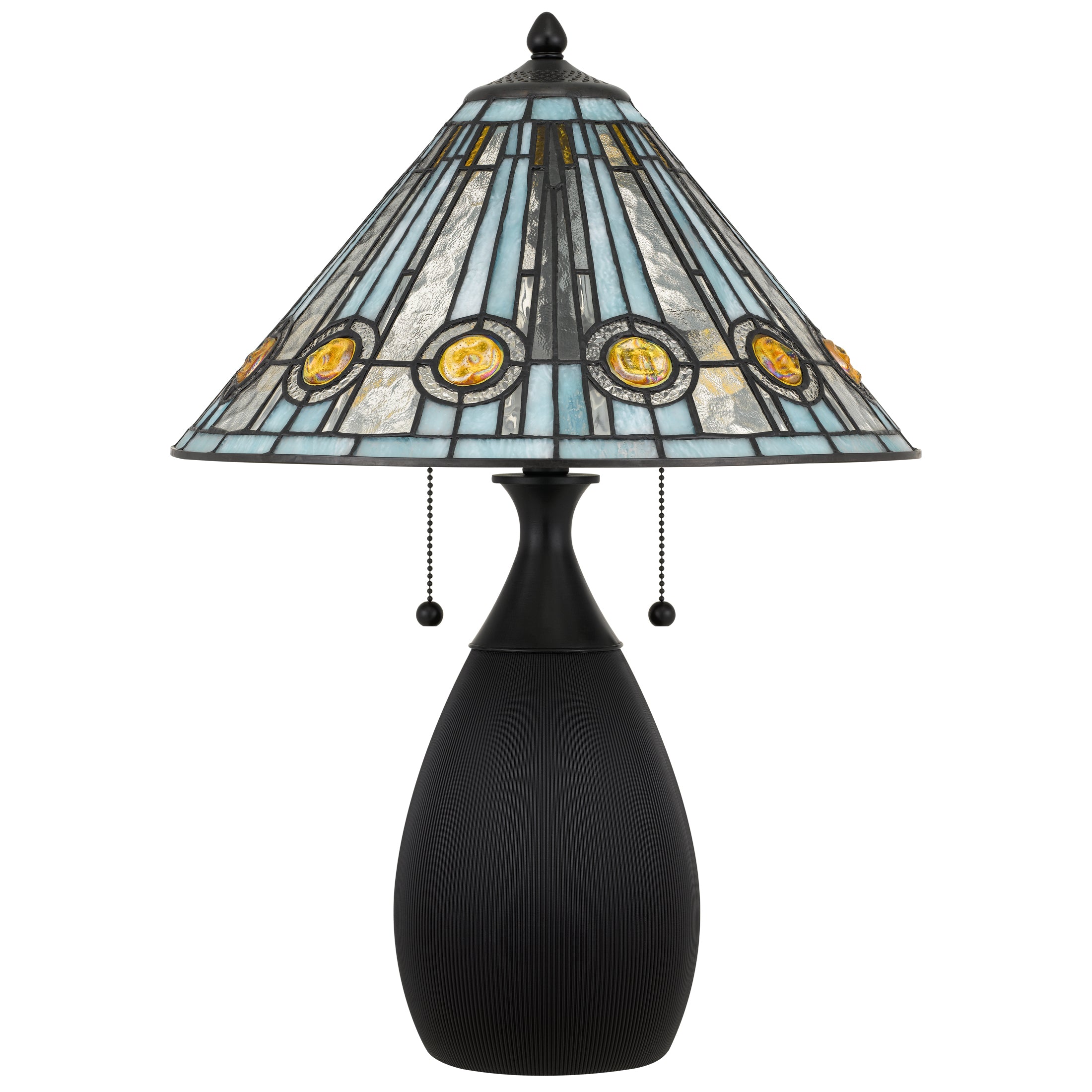 Quoizel Ayla stolní lampa černá vitráž Tiffany