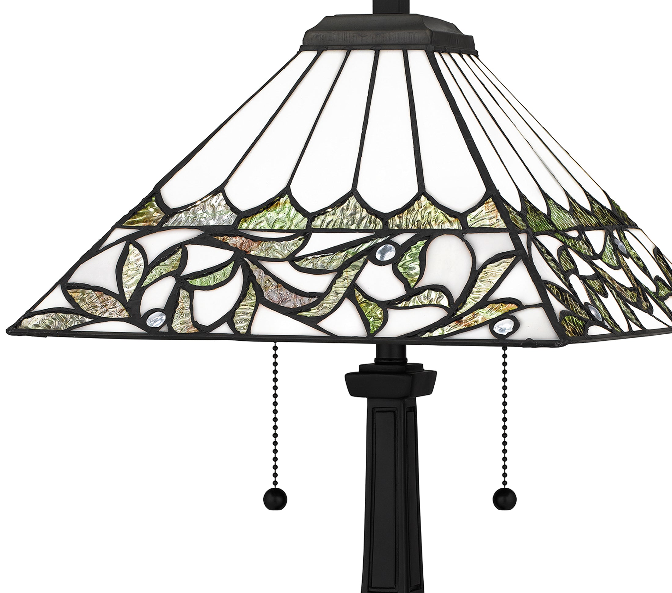 Quoizel Galahad stolní lampa matná černá vitráž