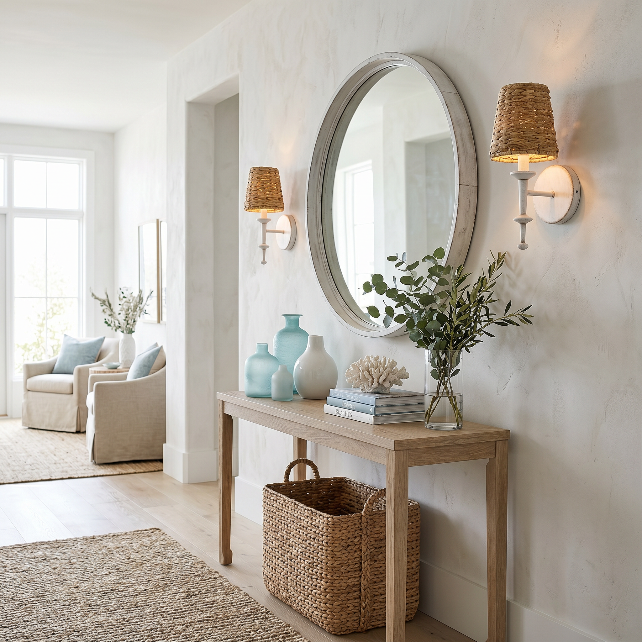 Quoizel Flannery nástěnné svítidlo antique white mořská tráva