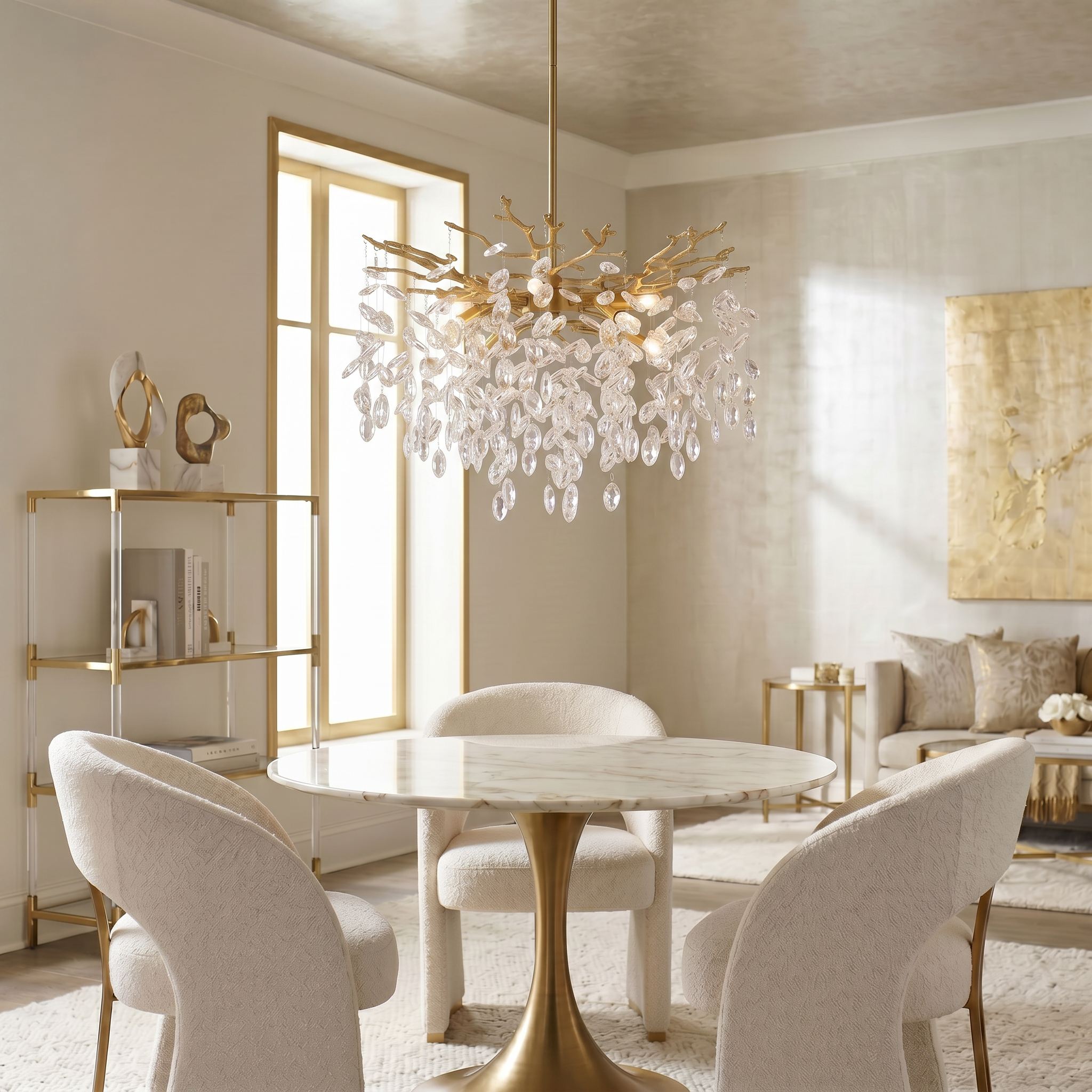 Quoizel Isobel Semi-Flush lustr chrom křišťálové závěsy
