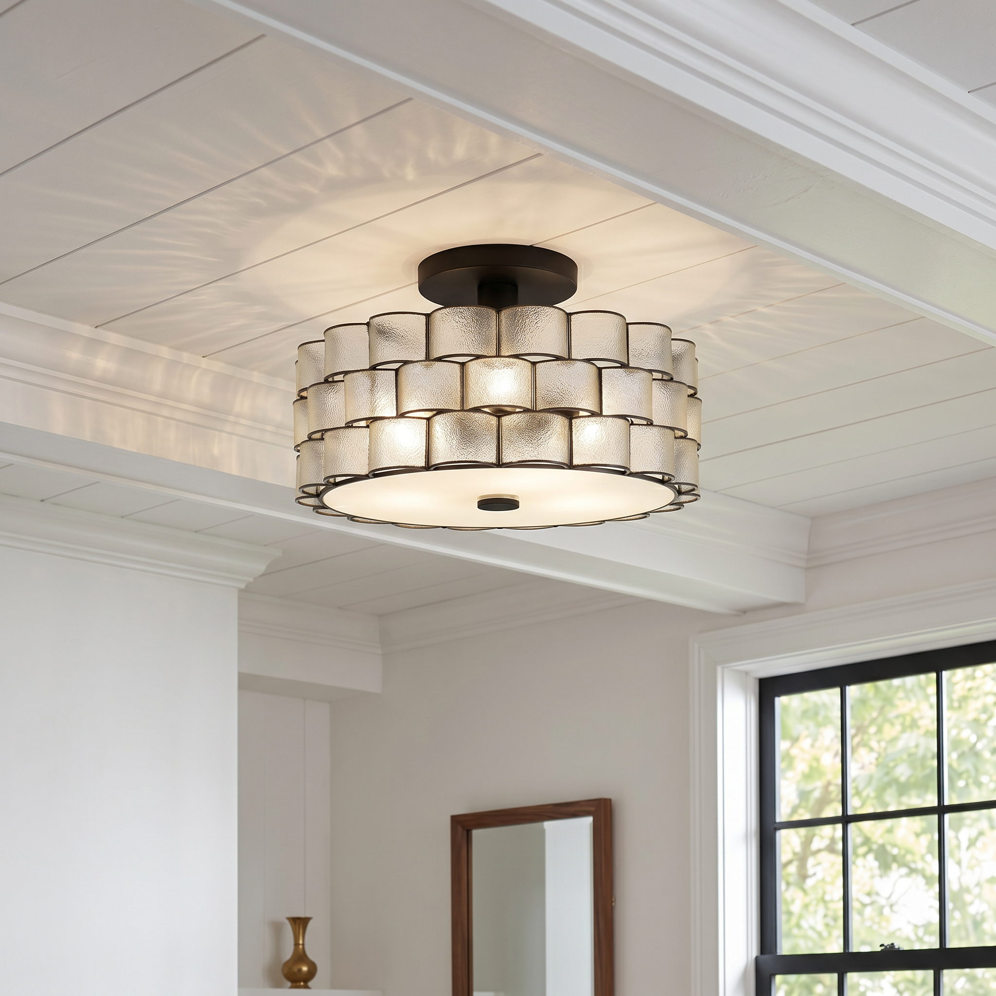 Quoizel Rory Semi-Flush Mount stropní svítídlo černé sklo