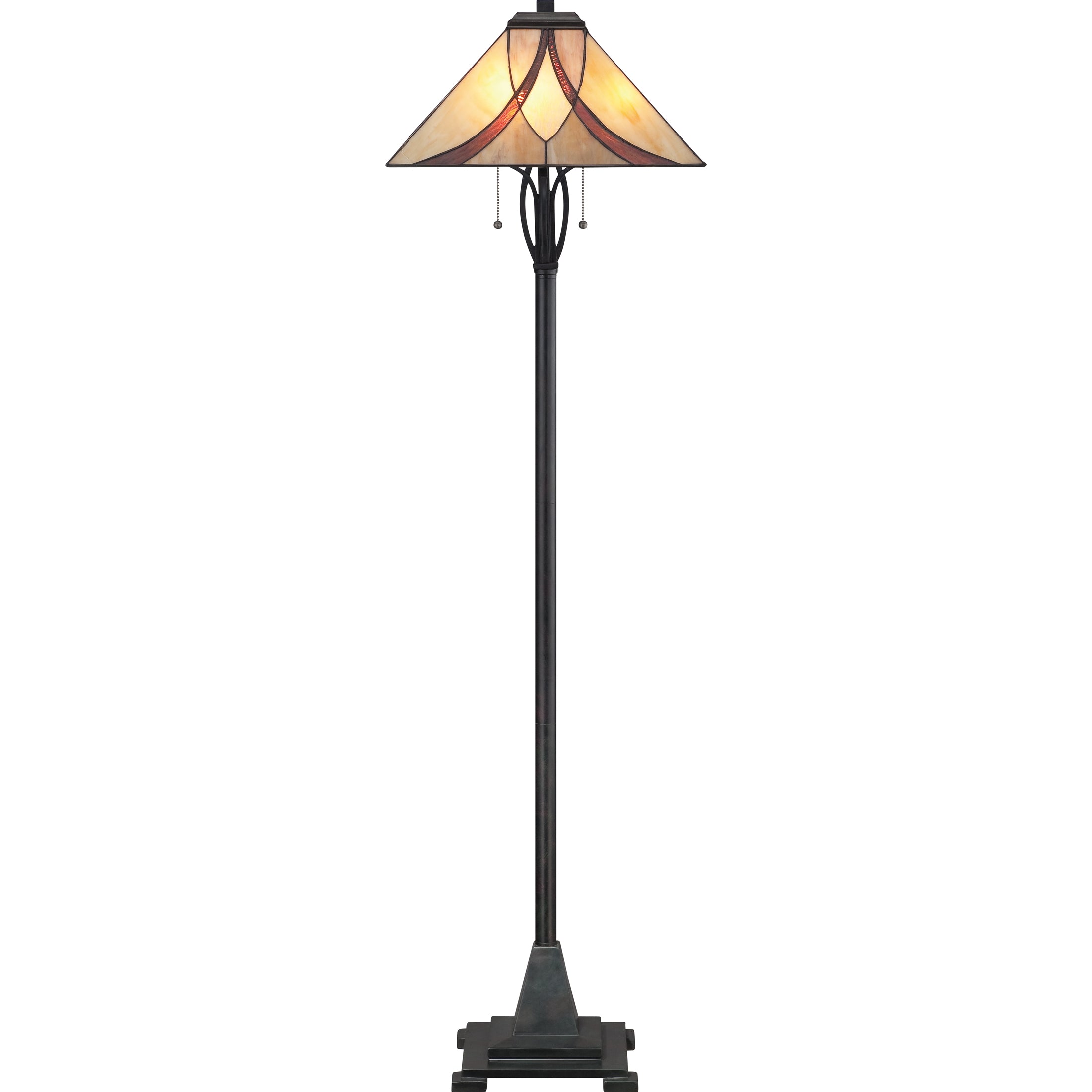 Quoizel Asheville stojací lampa vitráž bronz