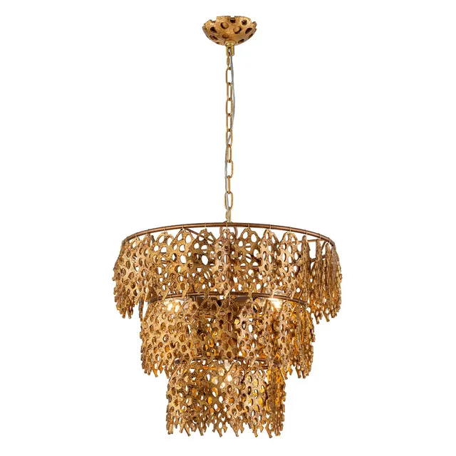Gilded Nola Coral lustr zlatý 3 patra korál