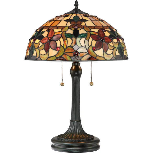 Quoizel Kami stolní lampa bronz vitráž