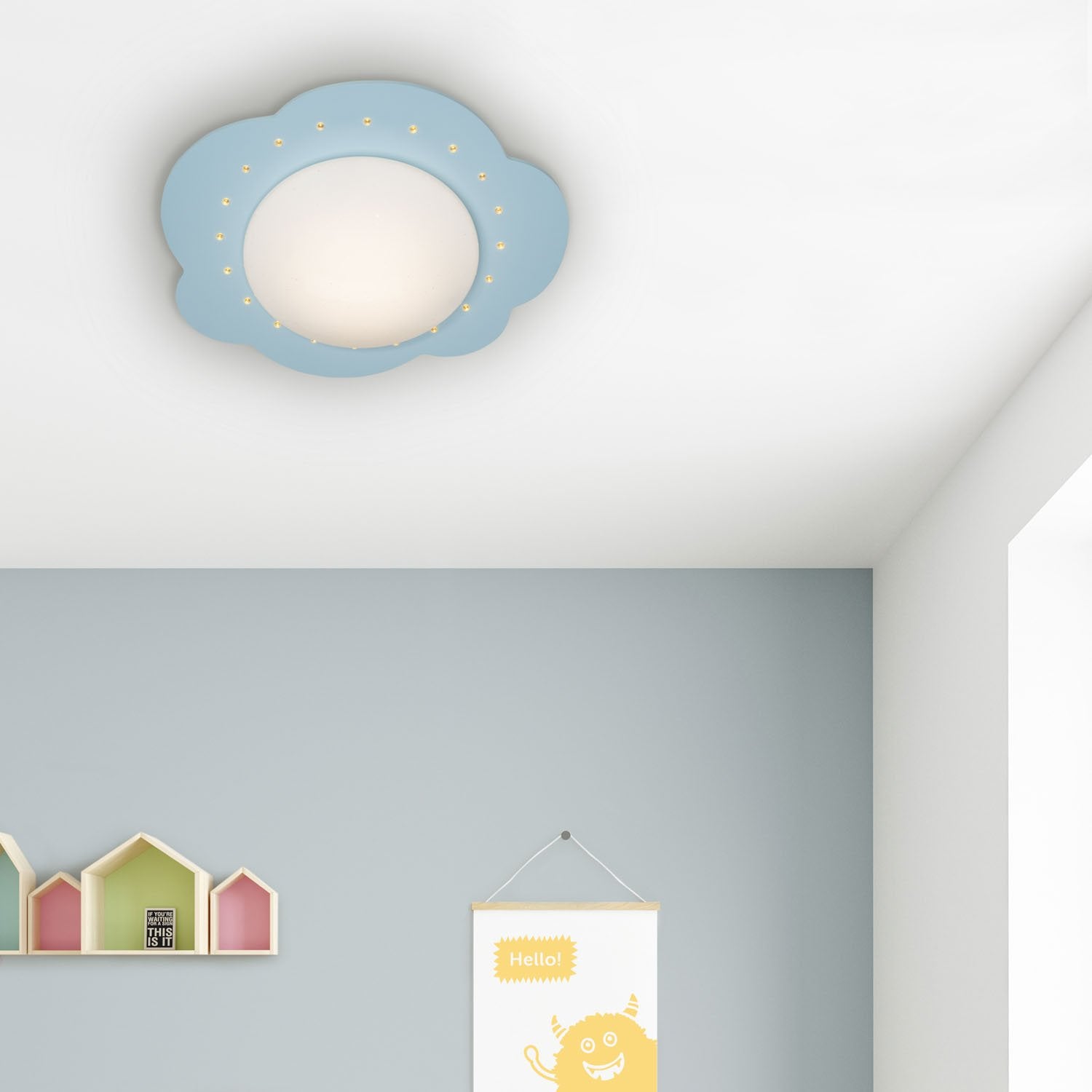 Elobra Wolke S LED stropní svítidlo světle modré