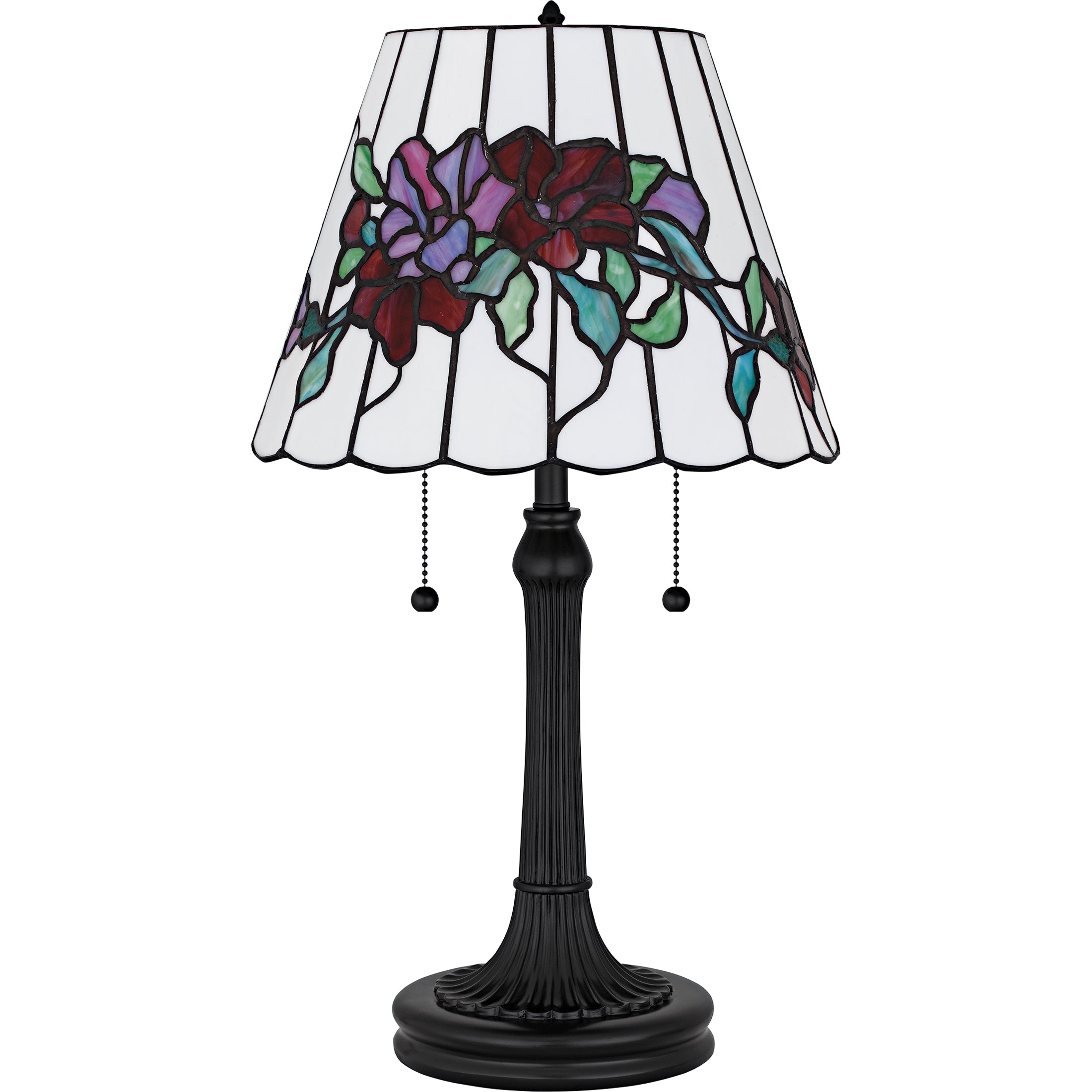 Quoizel Aurora stolní lampa černá tiffany sklo