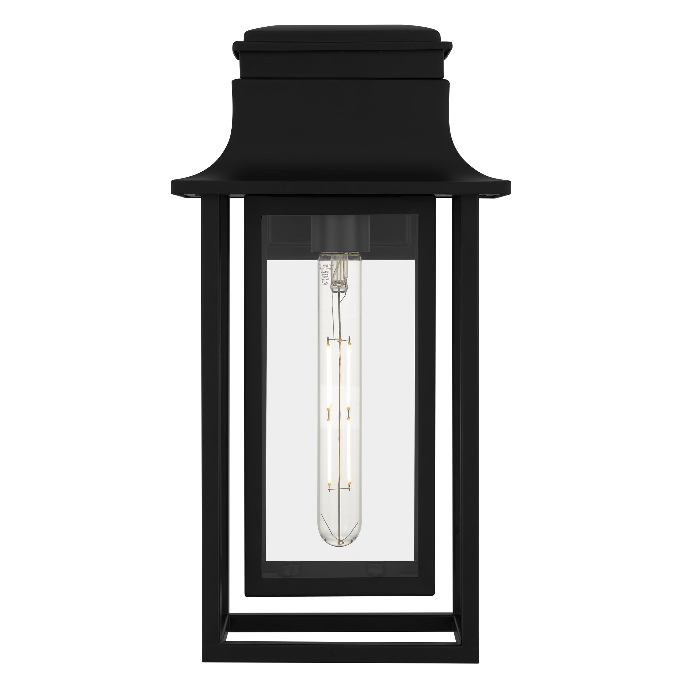 Quoizel Garner nástěnná venkovní lampa matná černá sklo