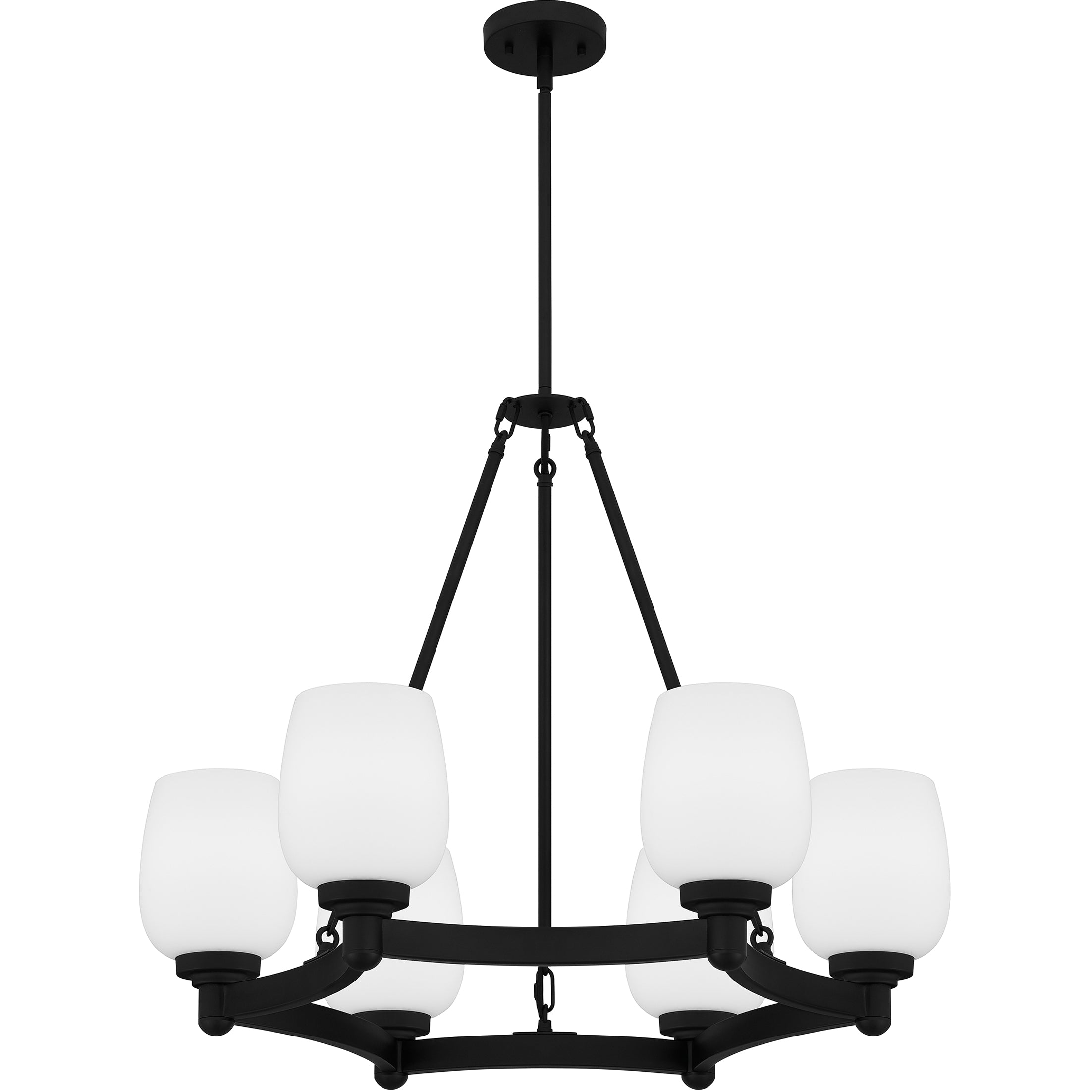 Quoizel Penning Chandelier lustr Matte Black opálové sklo