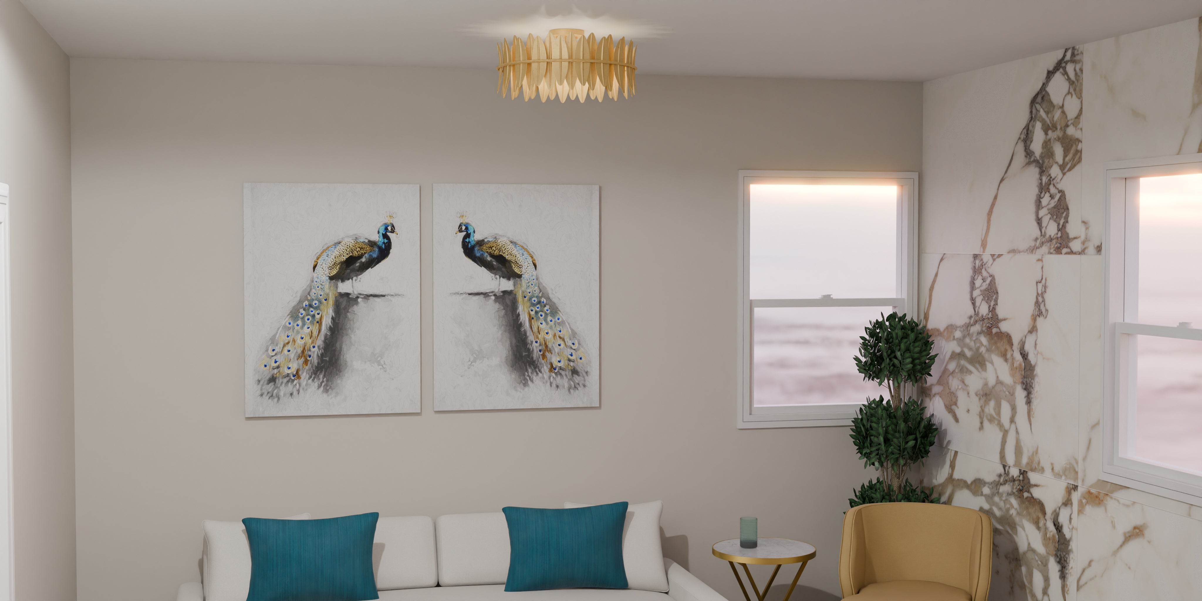 Quoizel Liza Semi-Flush stropní svítídlo 16” Gold Leaf