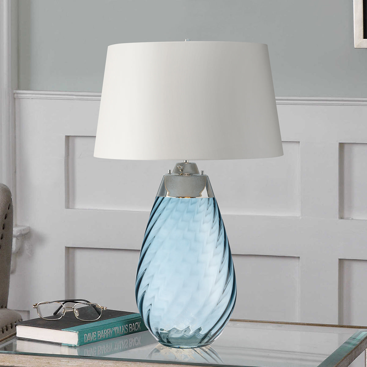 Gilded Nola Lena Large stolní lampa modrá se stínidlem