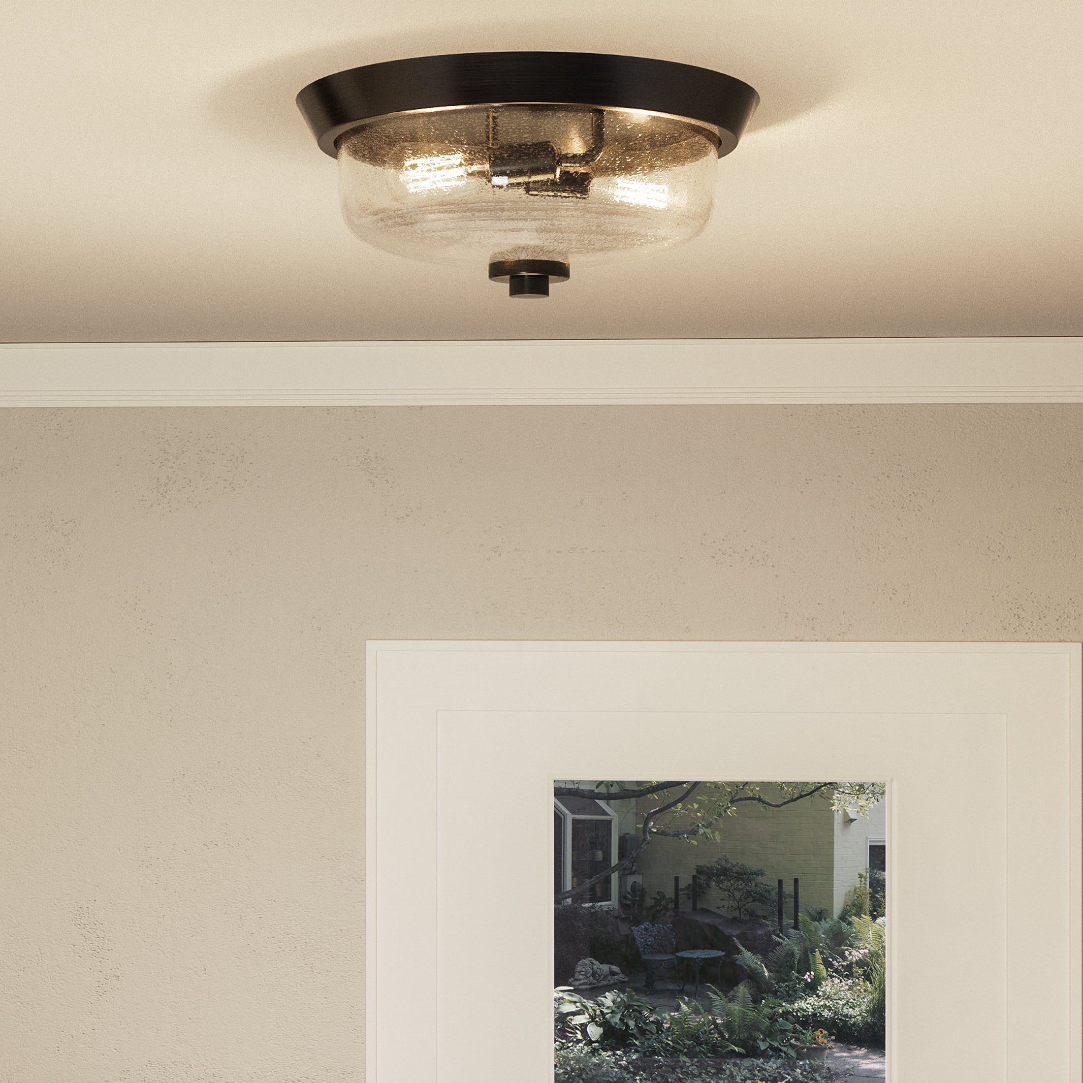Quoizel Radius Flush Mount stropní svítídlo černé sklo