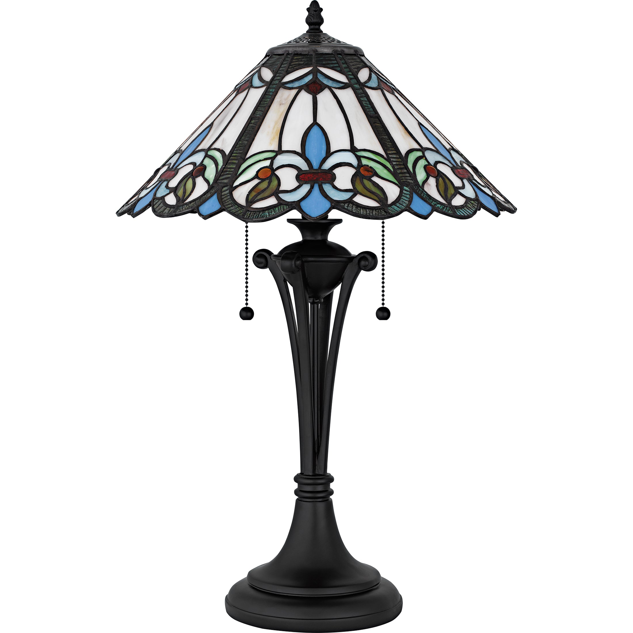Quoizel Giles stolní lampa matte black vitráž