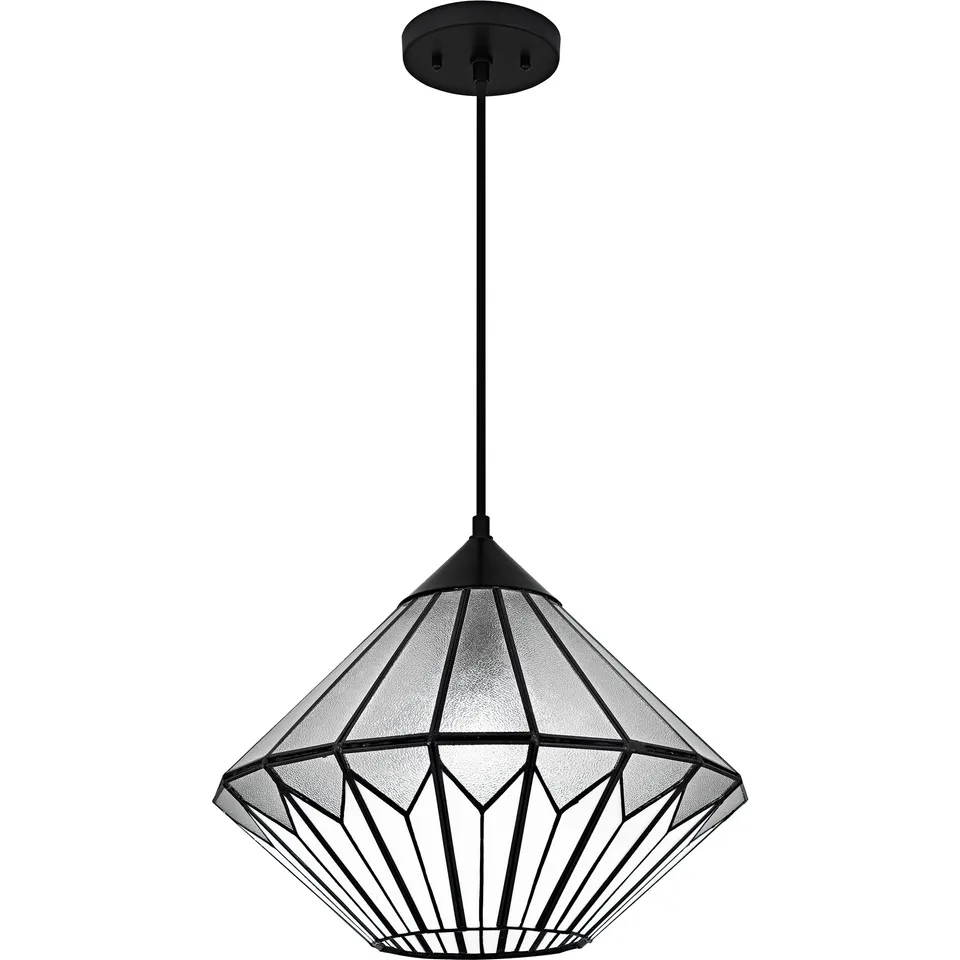 Quoizel Olivier závěsné svítídlo matte black vitráž