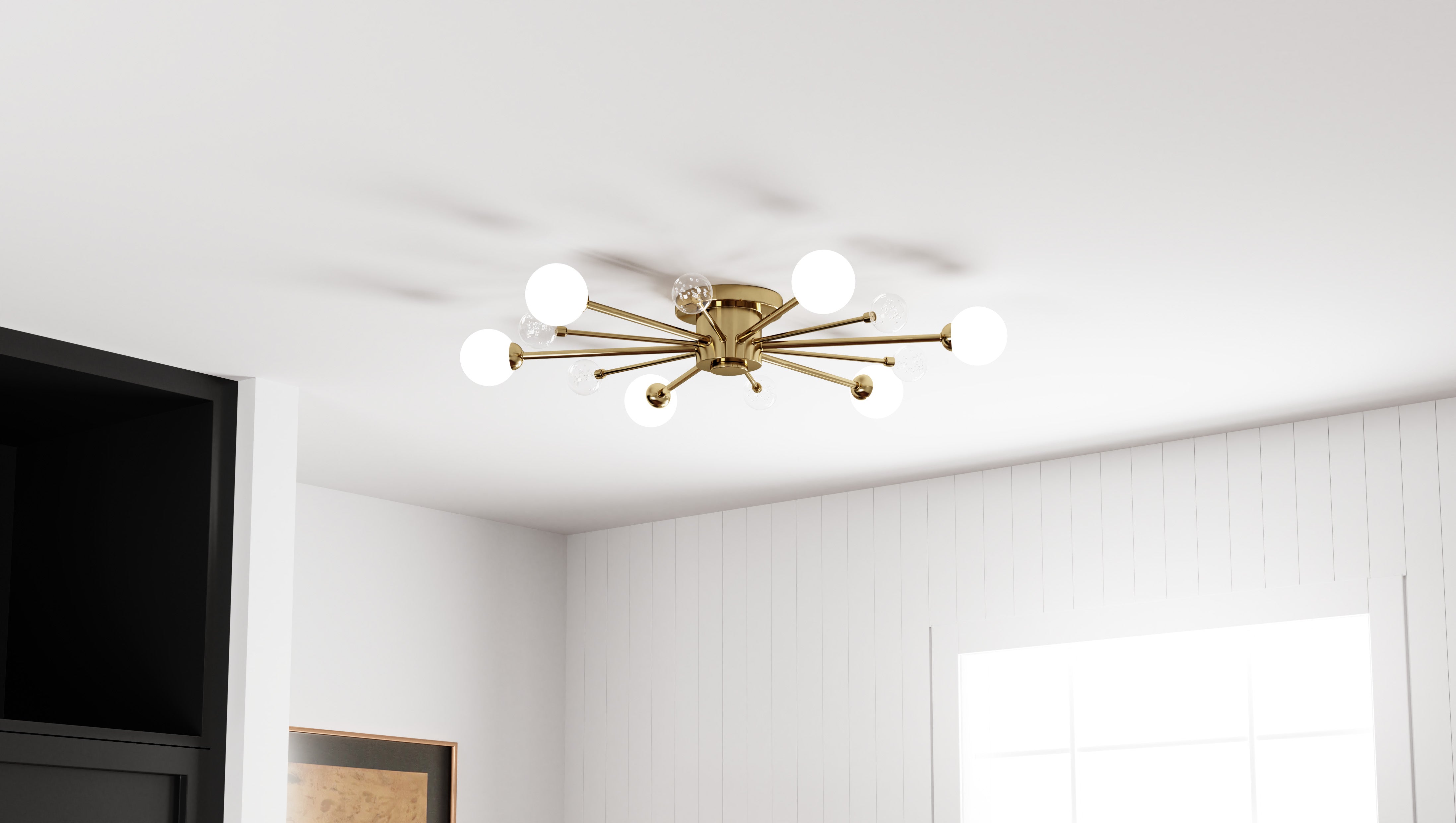 Quoizel Combe Semi-Flush stropní svítidlo černá opálové sklo
