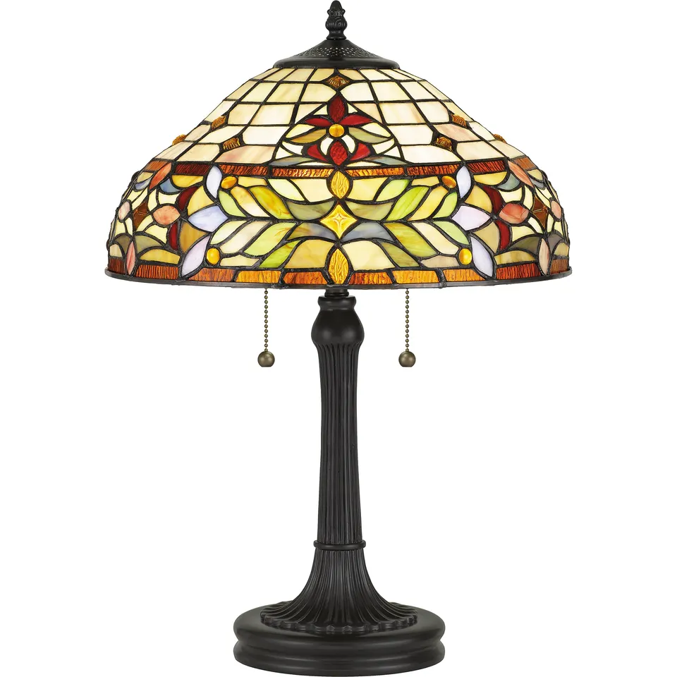 Quoizel Quinn stolní lampa bronz vitráž