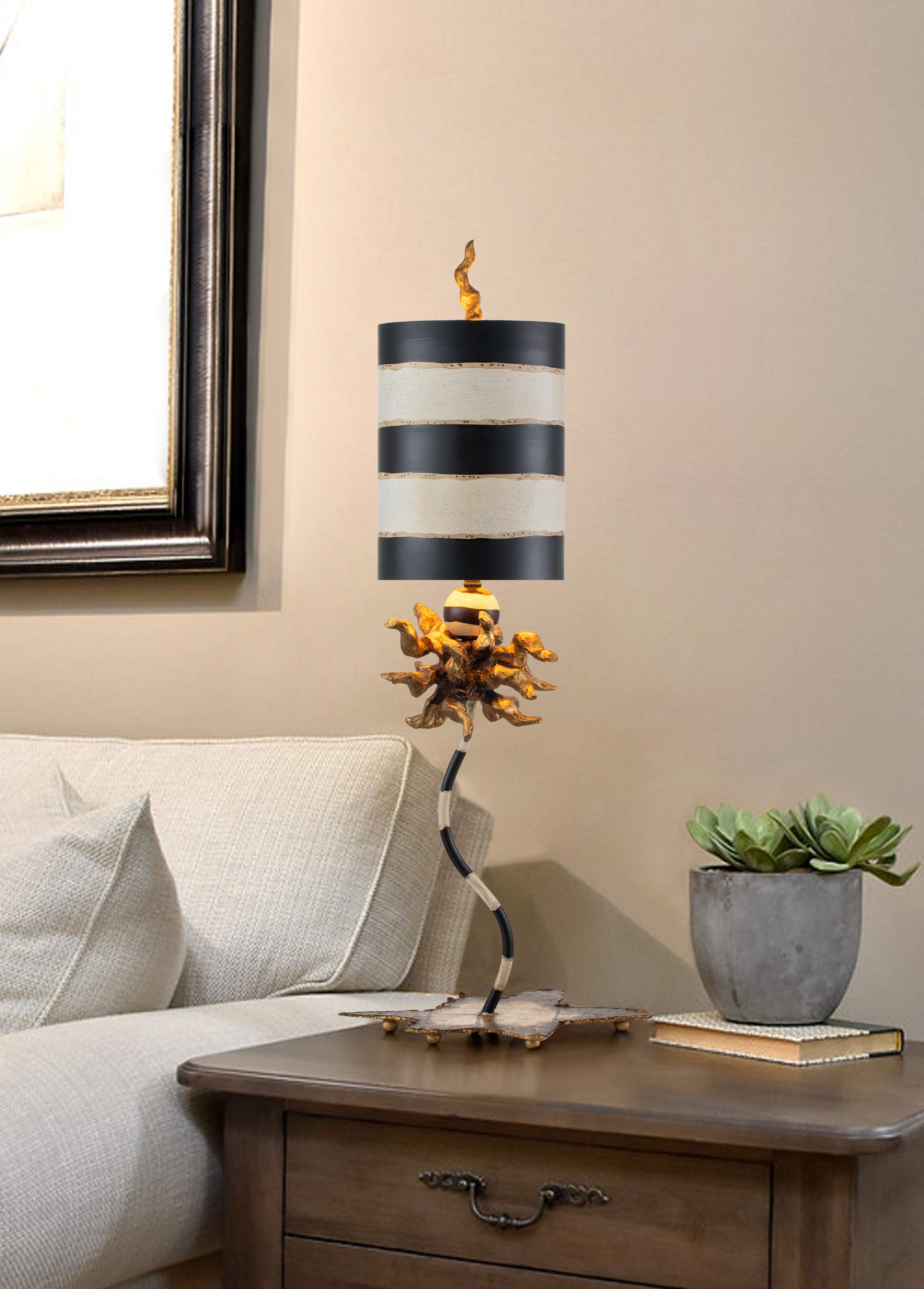 Gilded Nola Dominique stolní lampa černobílý pruh 25"
