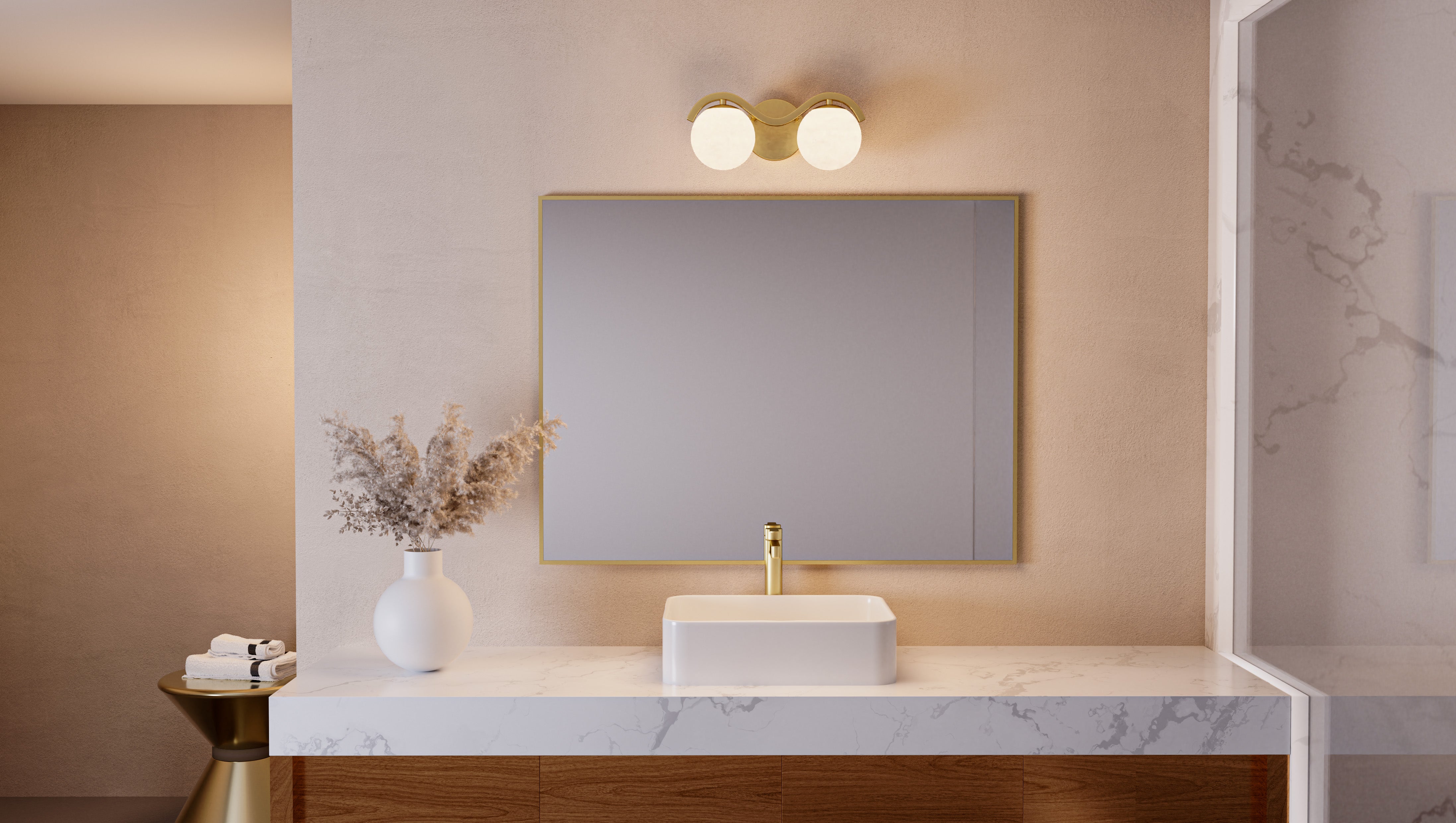 Quoizel Spherical Bath Light svítidlo mosaz 3 světla