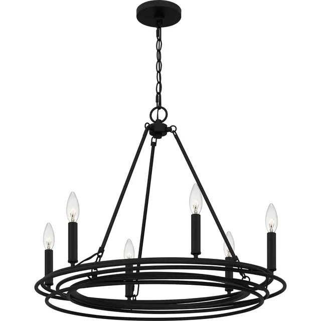 Quoizel Calliope Chandelier lustr matte black kruhy