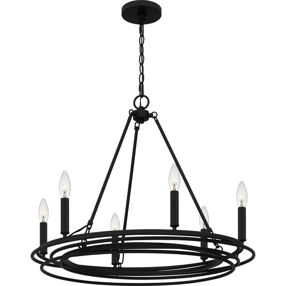 Quoizel Calliope Chandelier lustr matte black kruhy